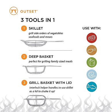 Outset Nonstick Chef's Outdoor Grill Basket and Skillet