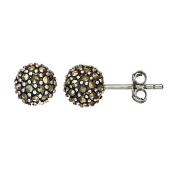 Tori Hill Marcasite Sterling Silver Ball Stud Earrings