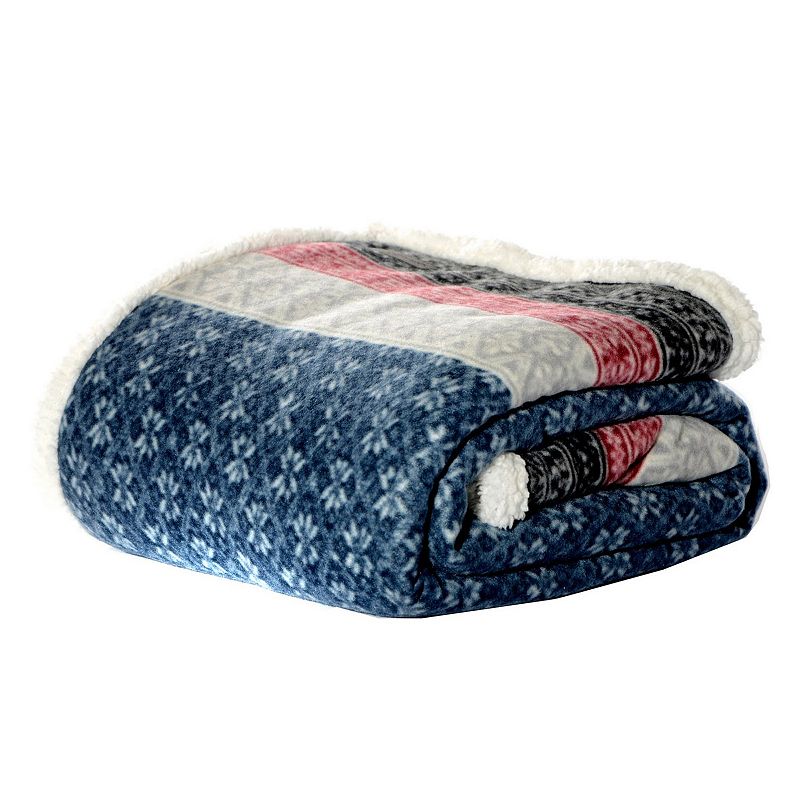 Eddie Bauer Fair Isle Ultra Soft Plush Fleece Reversible Oversized Throw Blanket, 70" X 50" Bedding