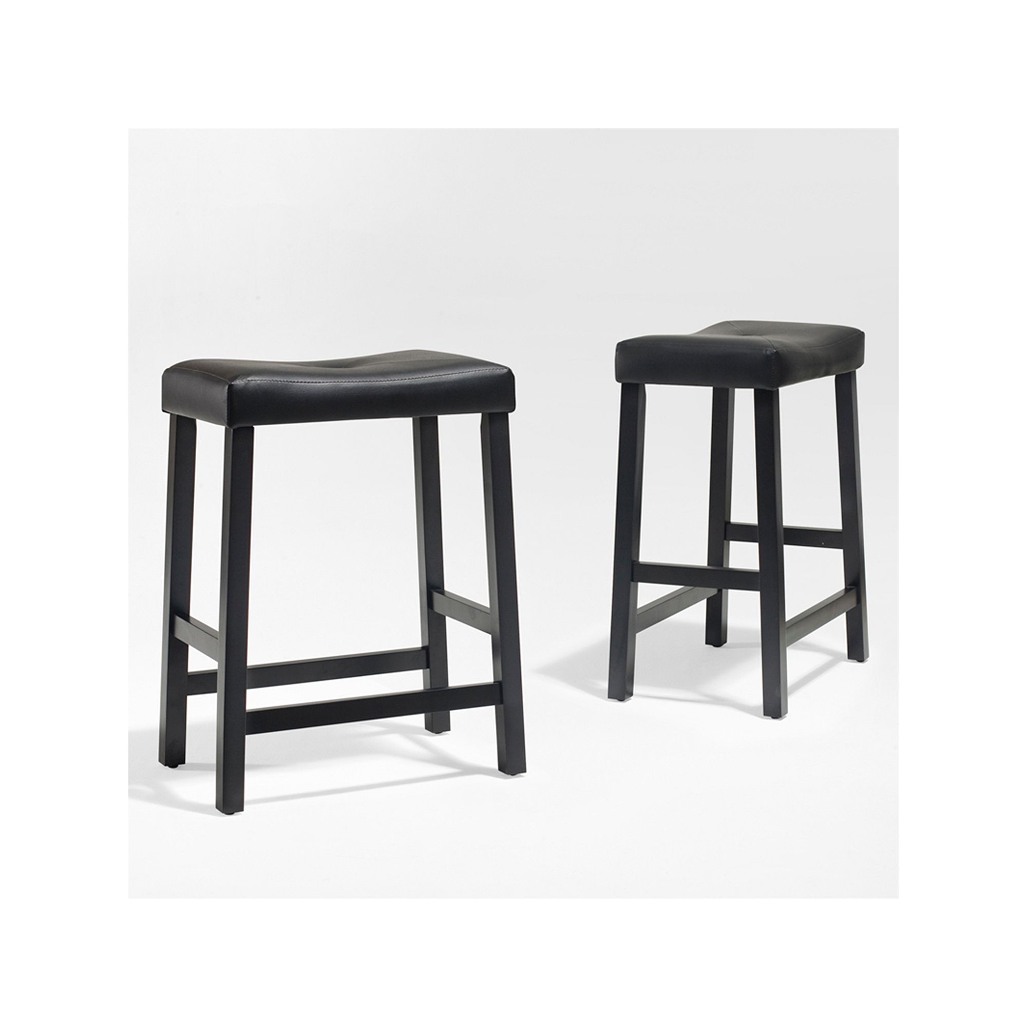 Crosley Furniture 2-piece Saddle Seat Counter Stool Set, Black