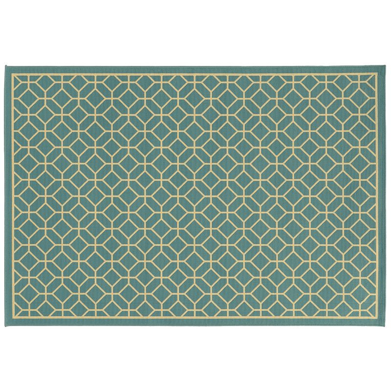 StyleHaven River Geometric Trellis Indoor Outdoor Rug, Blue, 8.5X13 Ft