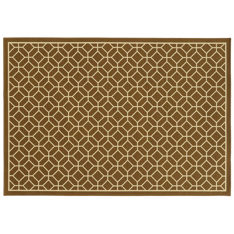 StyleHaven River Geometric Trellis Indoor Outdoor Rug, Brown, 5X7.5 Ft