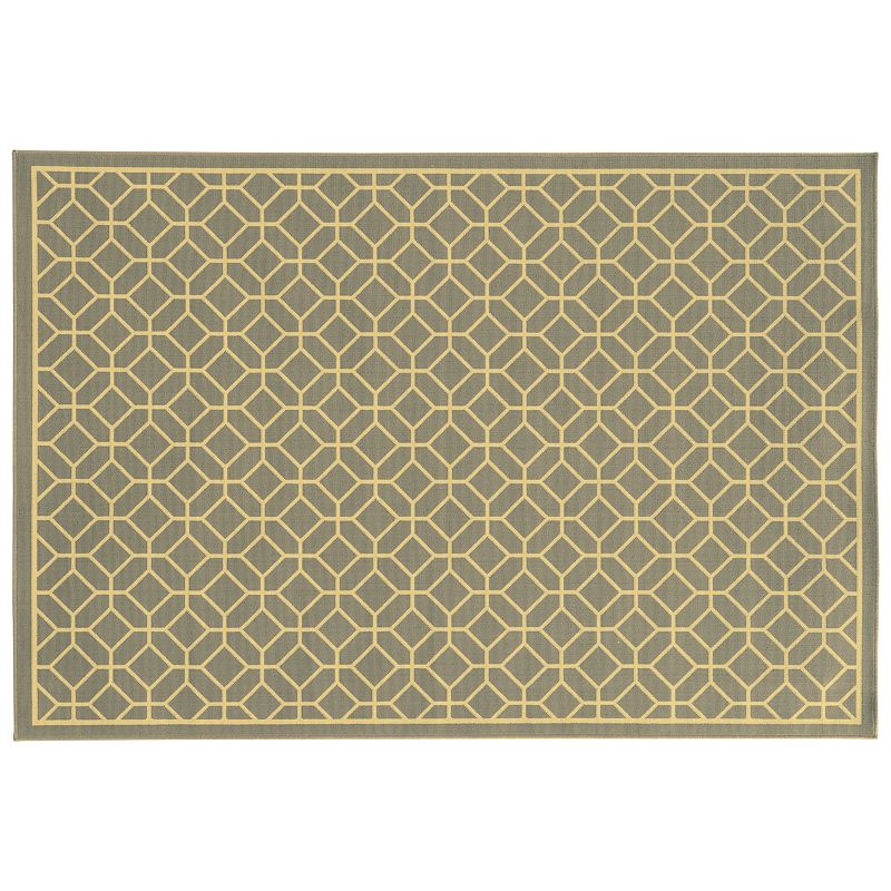 StyleHaven River Geometric Trellis Indoor Outdoor Rug, Grey, 6.5X9.5 Ft