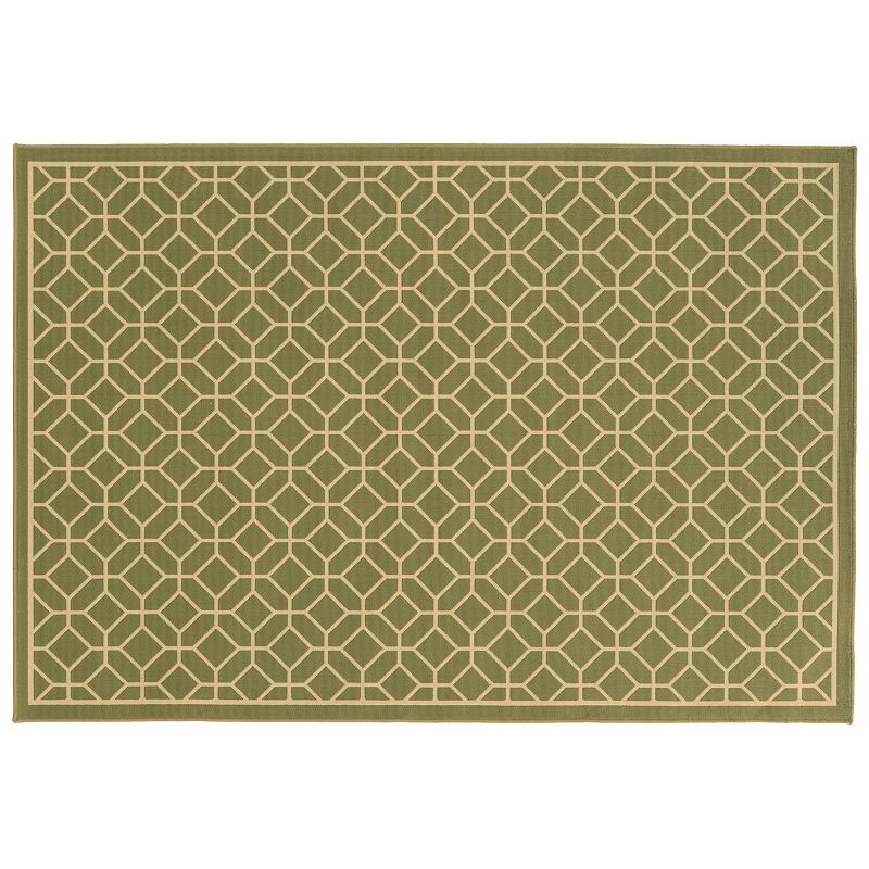 StyleHaven River Geometric Trellis Indoor Outdoor Rug, Green, 8Ft Rnd