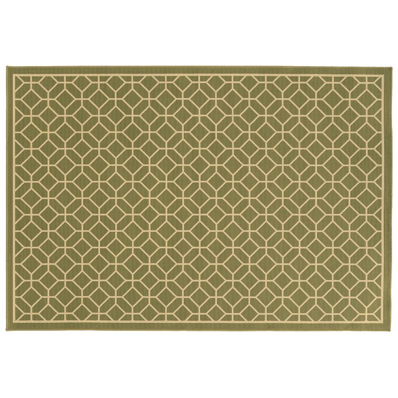 StyleHaven River Geometric Trellis Indoor Outdoor Rug, Green, 8Ft Rnd