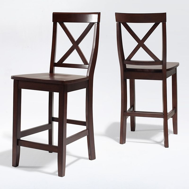 Crosley Furniture 24  Wood X Back Counter Stool in Mahogany (Set of 2)