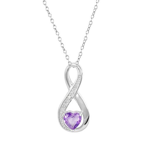 RADIANT GEM Amethyst Sterling Silver Infinity Pendant Necklace