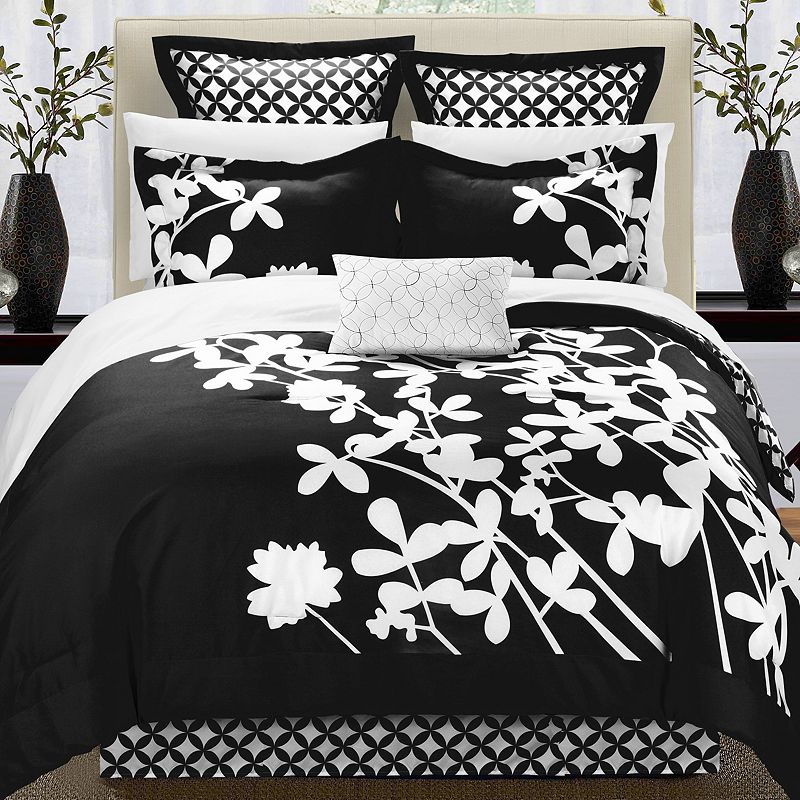 Chic Home Iris 7-pc. Reversible Comforter Set, Black, Queen