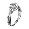 Brilliance in Motion 1/8 Carat T.W. Diamond Sterling Silver Crisscross Square Halo Ring
