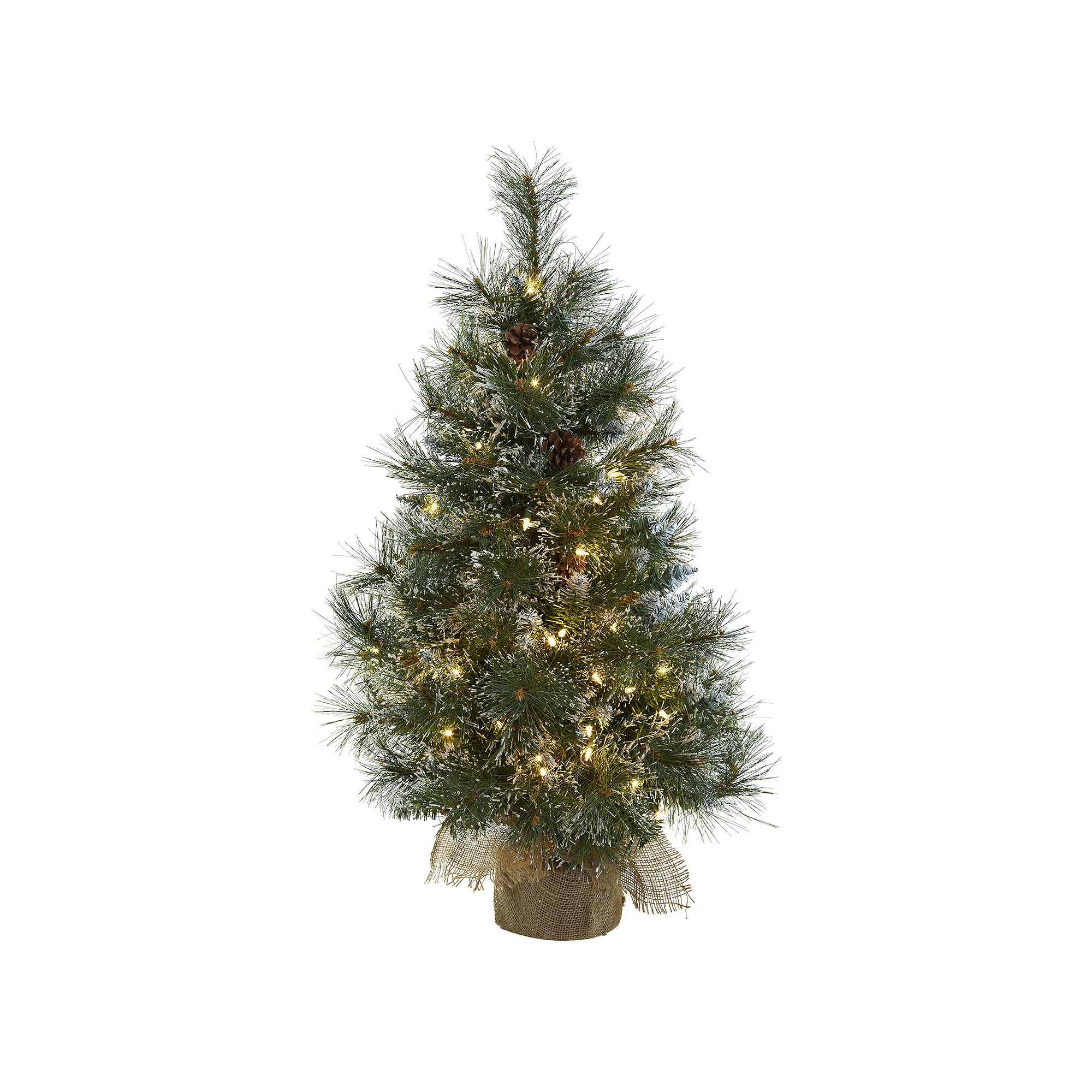 nearly natural 3-ft. Pre-Lit Frosted Tips Artificial Christmas Tree, Green