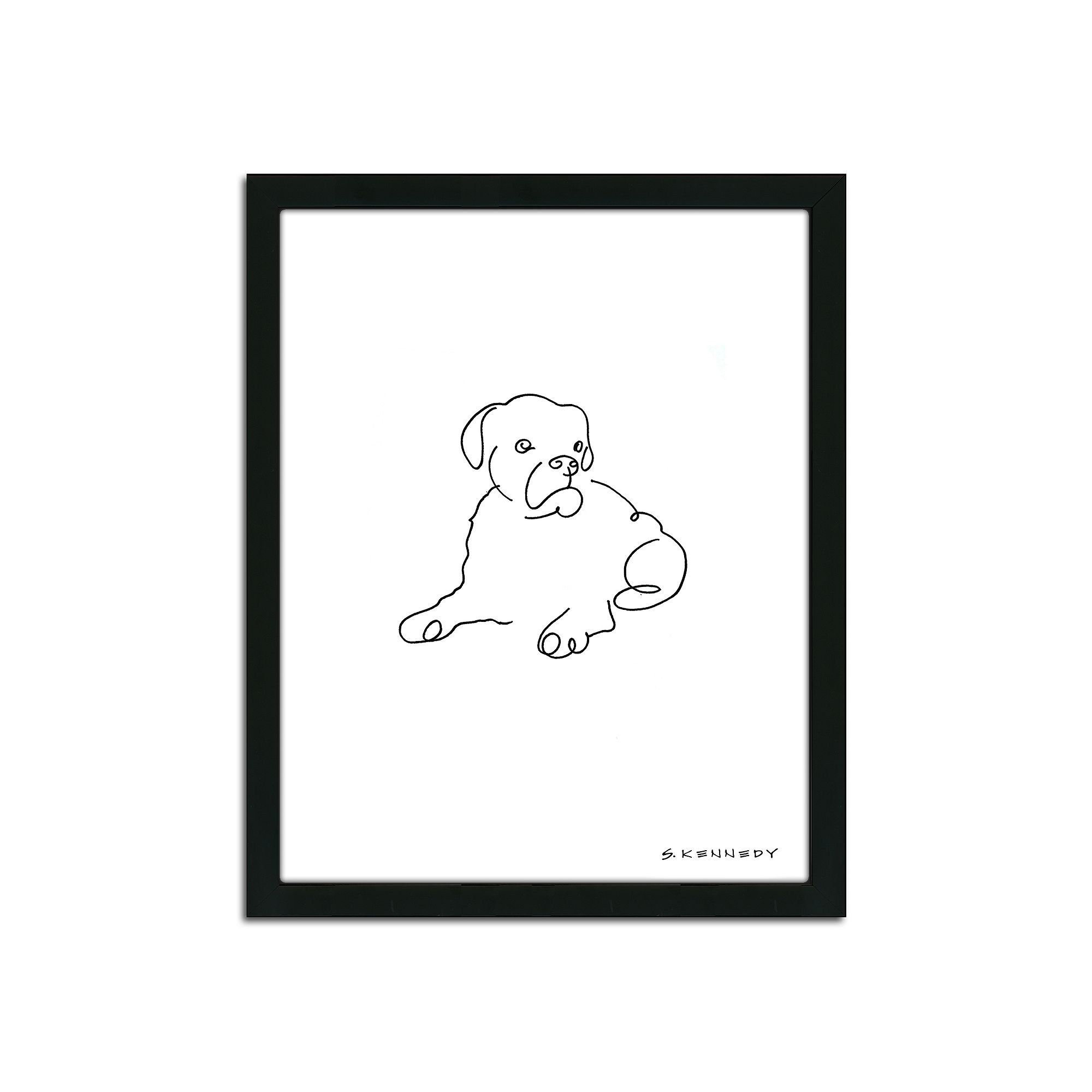Boxer Line Drawing Framed Wall Art, Multicolor