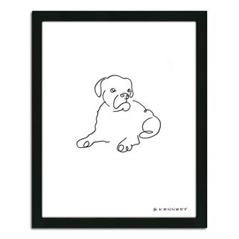 ''Boxer Line Drawing'' Framed Wall Art