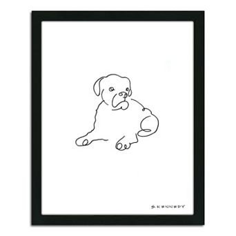 ''Boxer Line Drawing'' Framed Wall Art