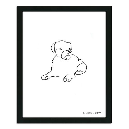 ''Boxer Line Drawing'' Framed Wall Art