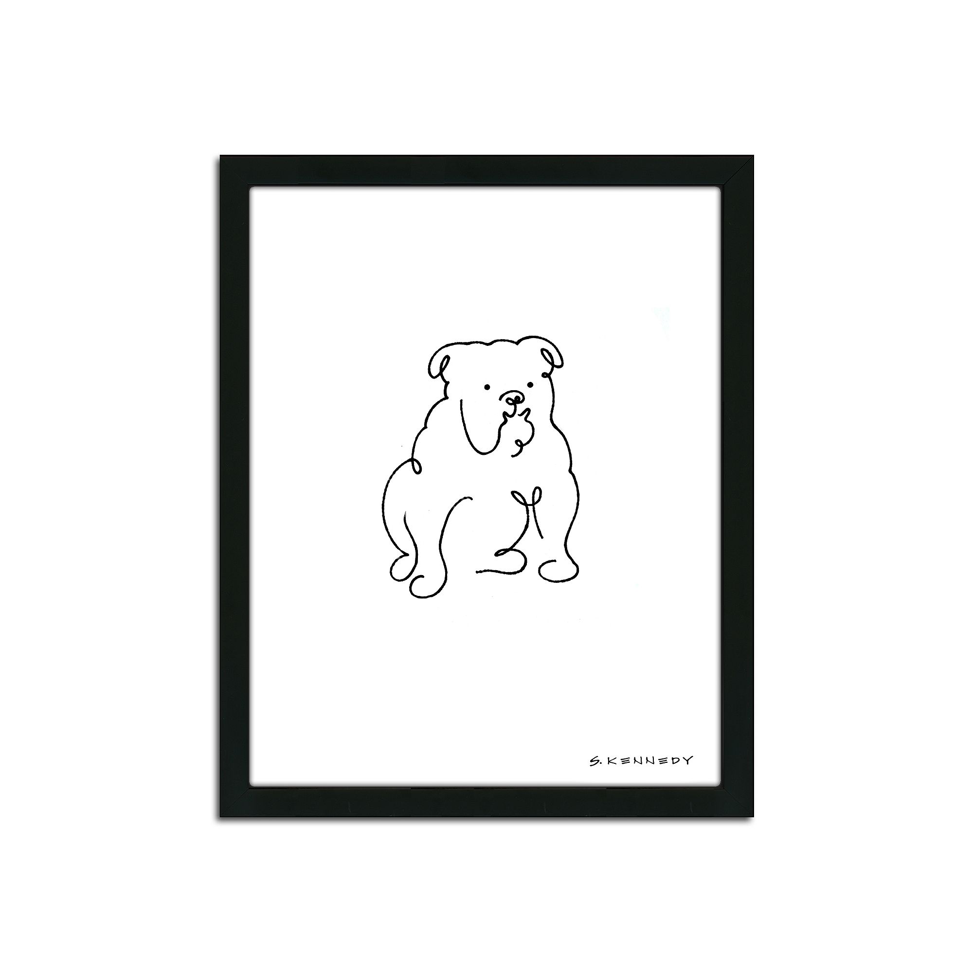 Bulldog Line Drawing Framed Wall Art, Multicolor