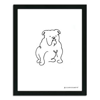 ''Bulldog Line Drawing'' Framed Wall Art