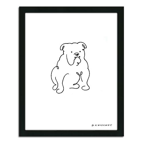 ”Bulldog Line Drawing” Framed Wall Art