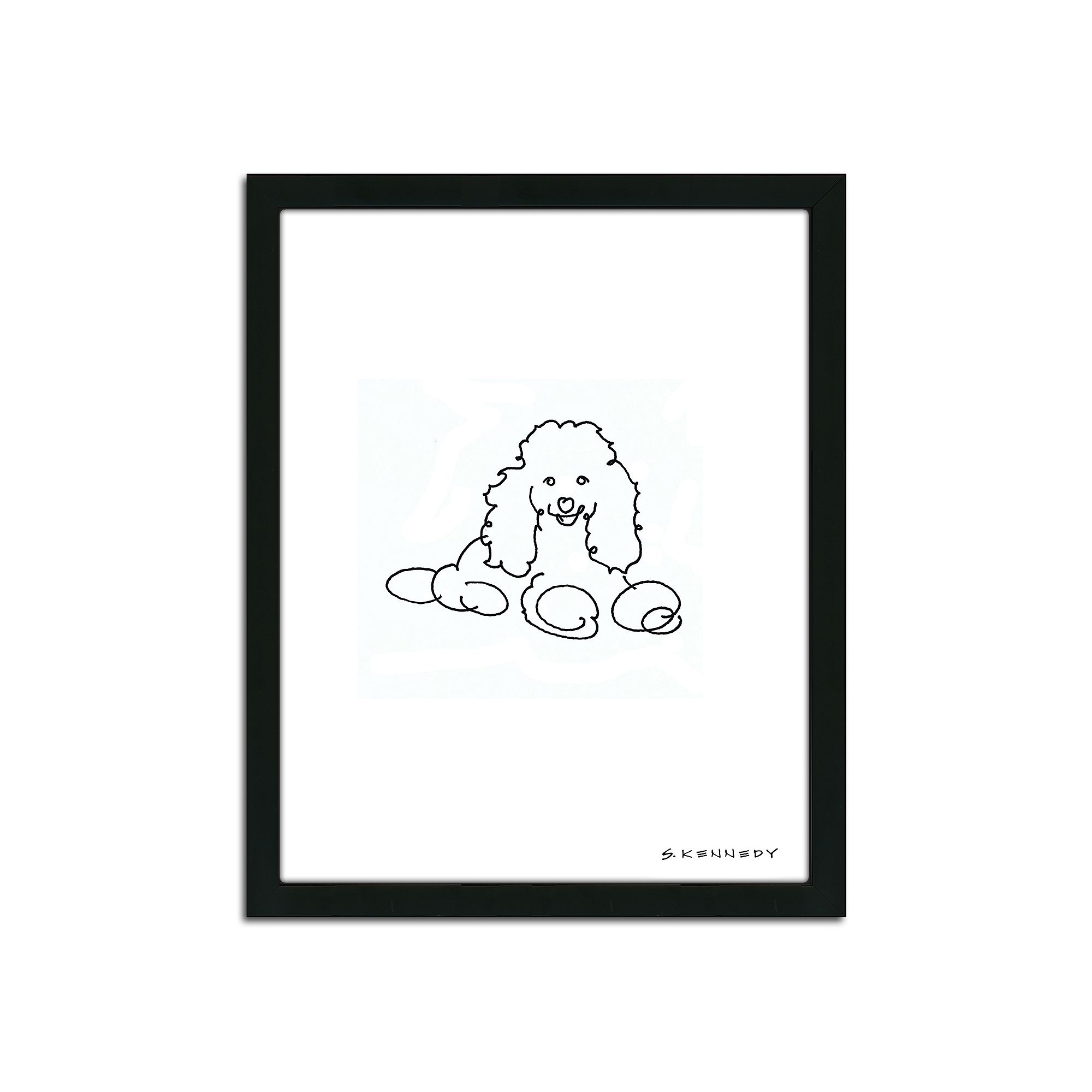 Poodle Line Drawing Framed Wall Art, Multicolor