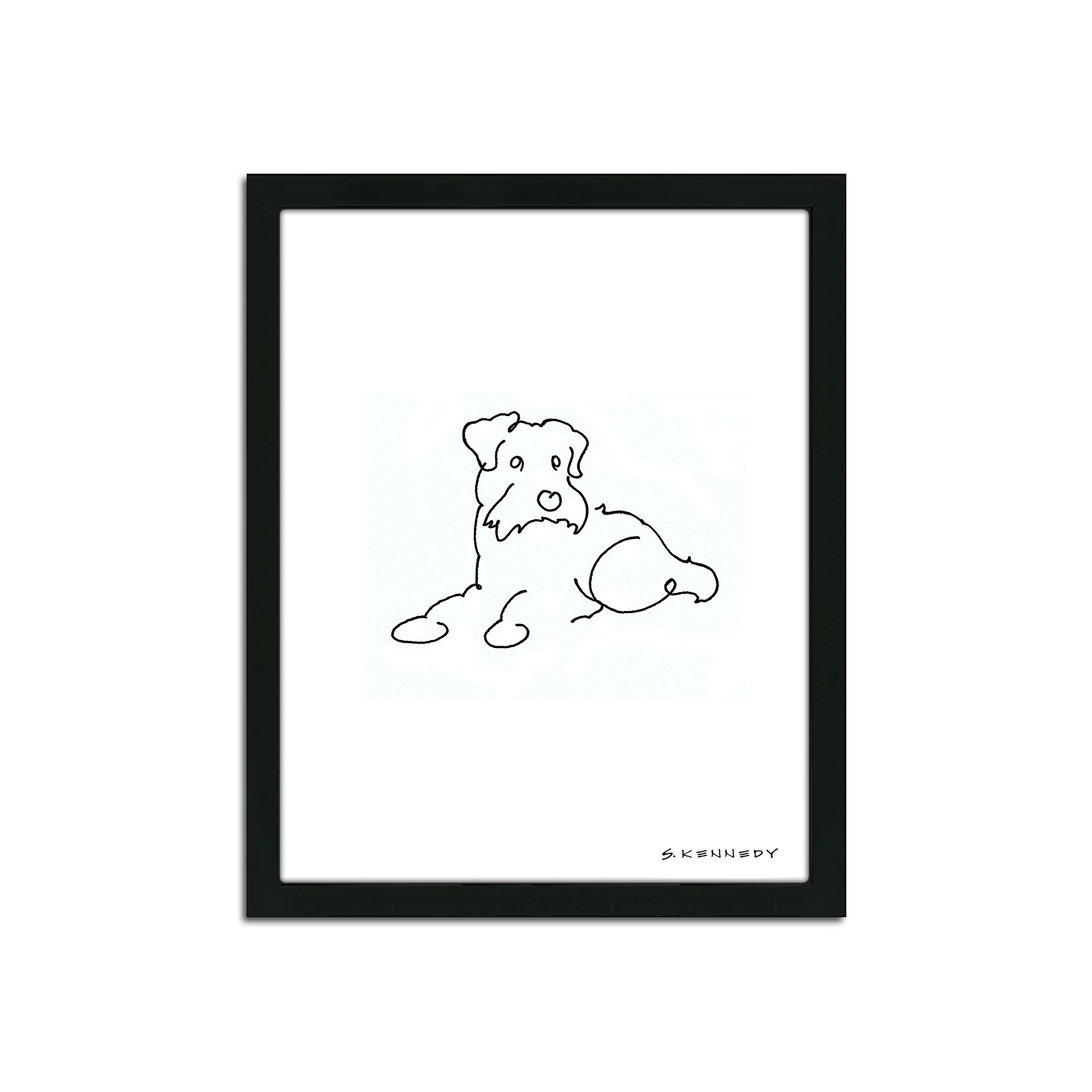 Scottish Terrier Line Drawing Framed Wall Art, Multicolor