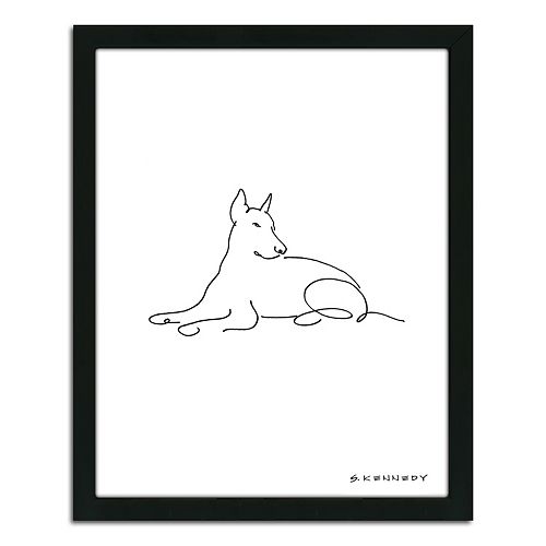 ”Doberman Line Drawing” Framed Wall Art