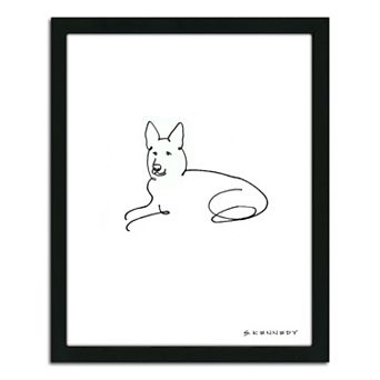 ''German Shepherd Line Drawing'' Framed Wall Art