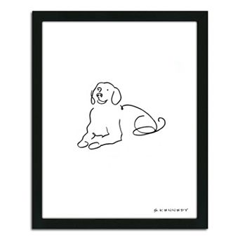 ''Golden Retriever Line Drawing'' Framed Wall Art
