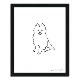 ''Pomeranian Line Drawing'' Framed Wall Art