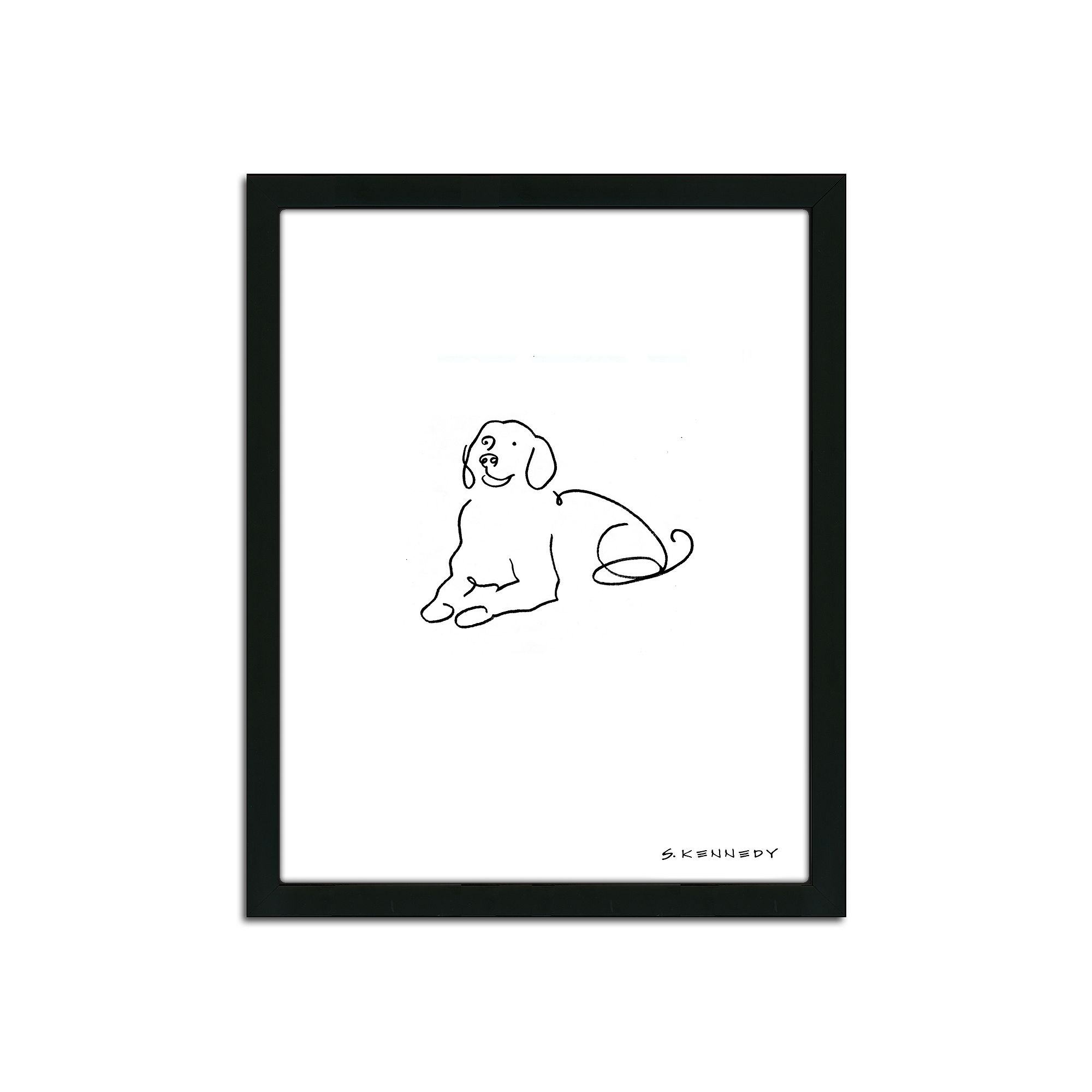 Labrador Line Drawing Framed Wall Art, Multicolor