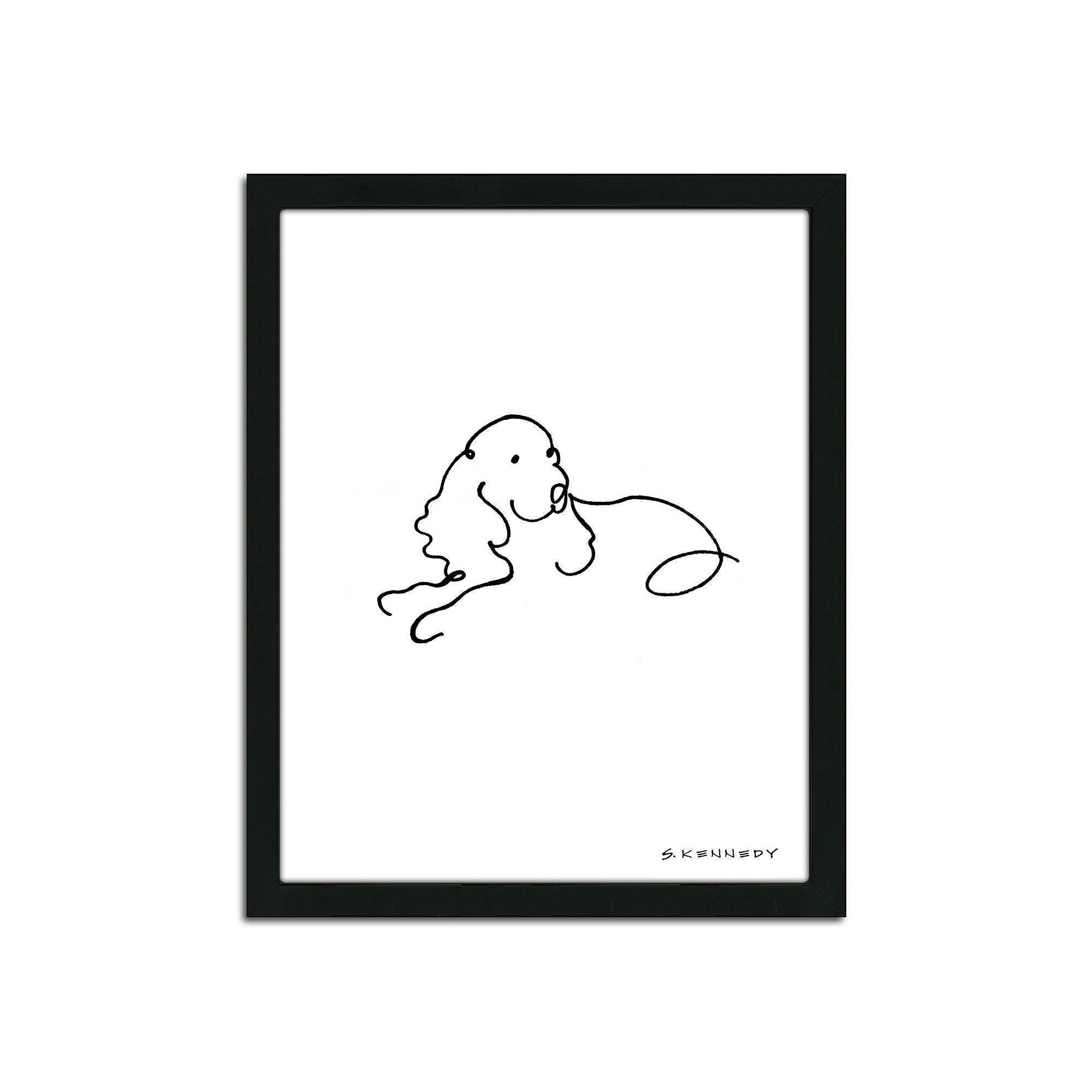 Spaniel Line Drawing Framed Wall Art, Multicolor
