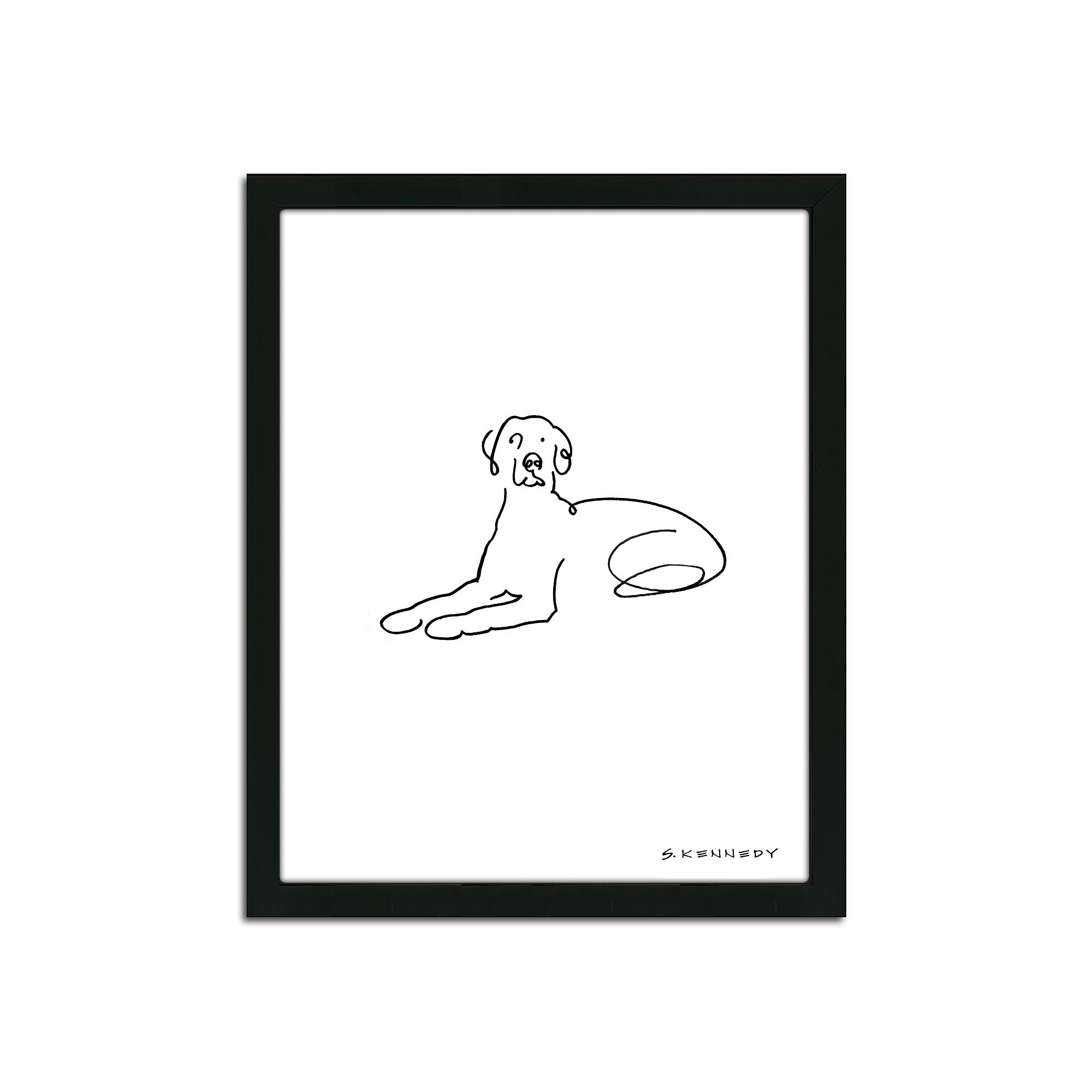 Weimaraner Line Drawing Framed Wall Art, Multicolor
