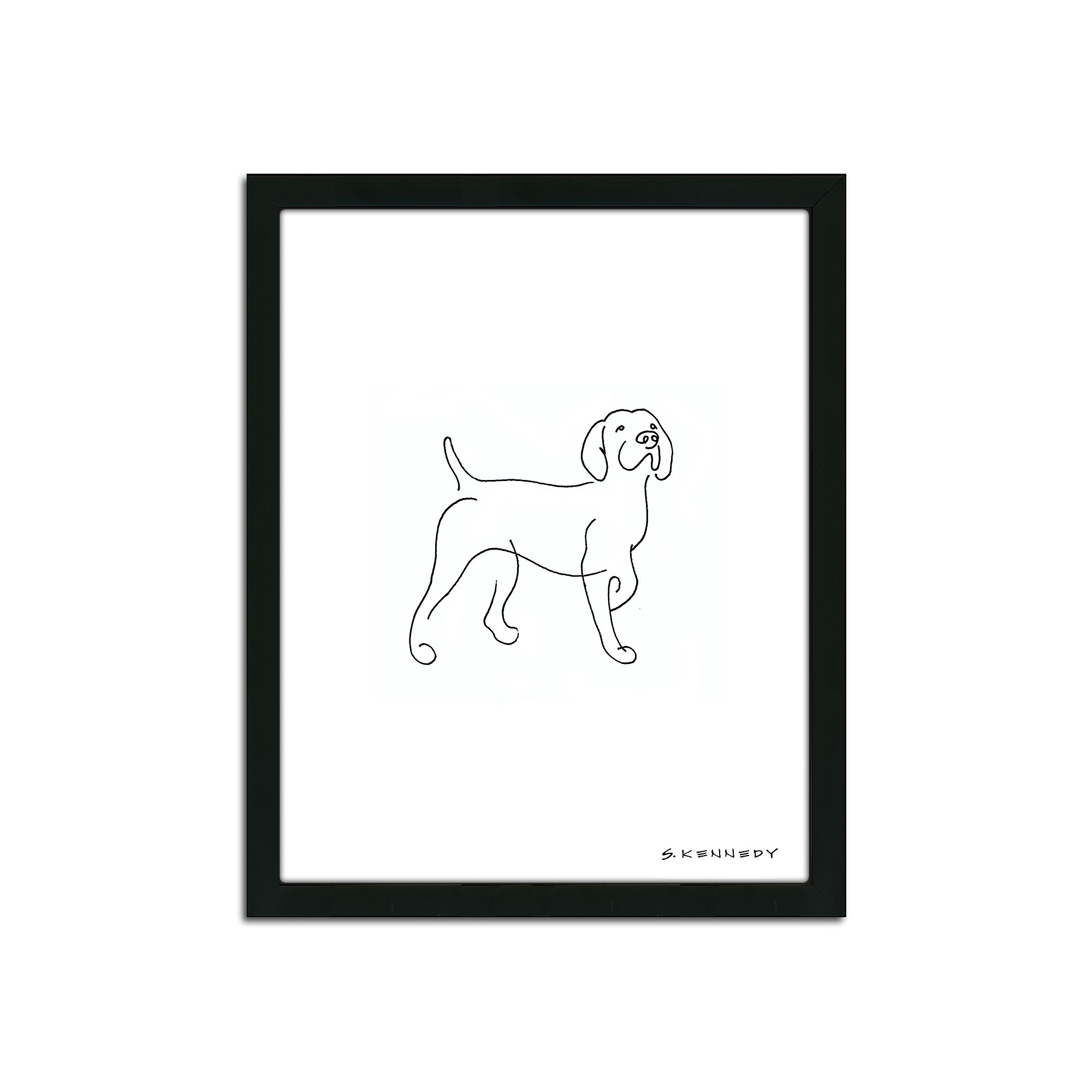 Pointer Line Drawing Framed Wall Art, Multicolor