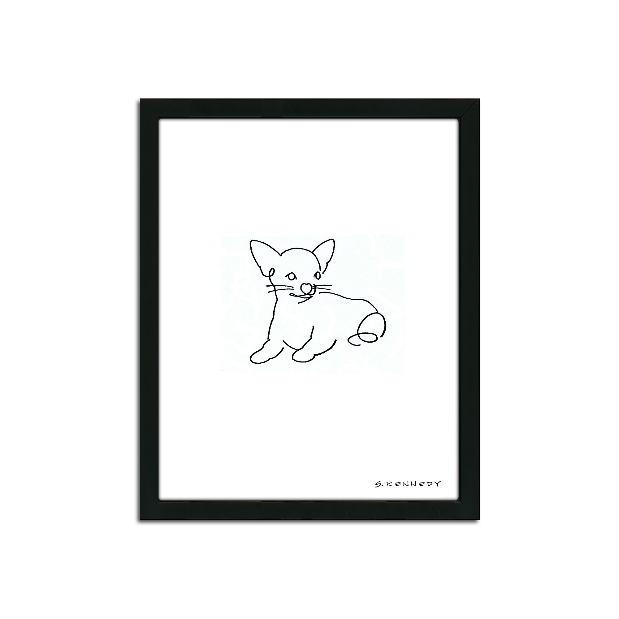 Chihuahua Line Drawing Framed Wall Art, Multicolor