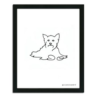 ''Yorkie Line Drawing'' Framed Wall Art
