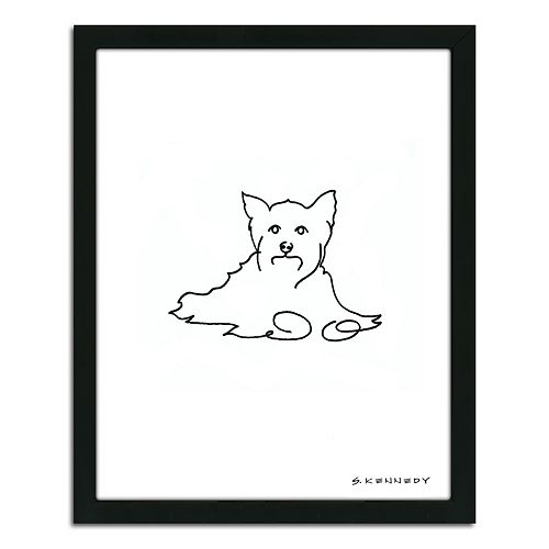 ''Yorkie Line Drawing'' Framed Wall Art