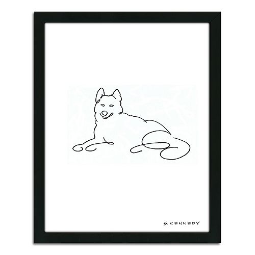 ”Husky Line Drawing” Framed Wall Art