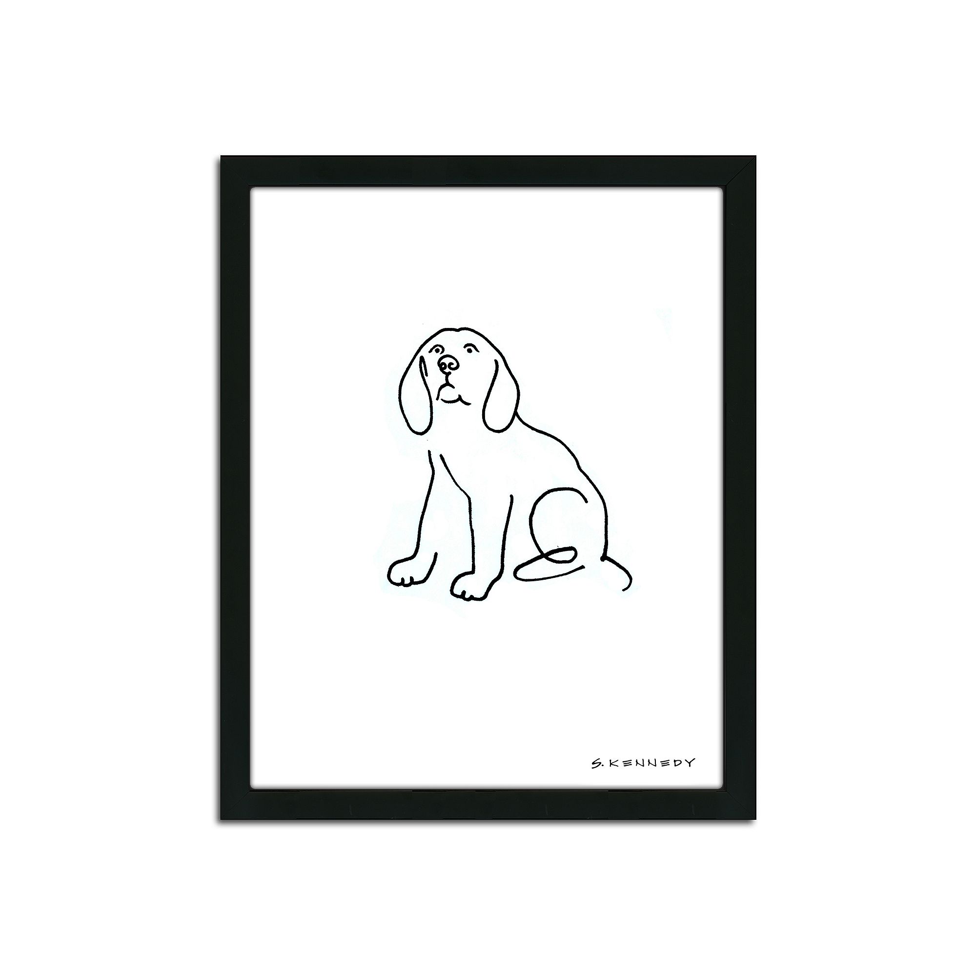 Beagle Line Drawing Framed Wall Art, Multicolor