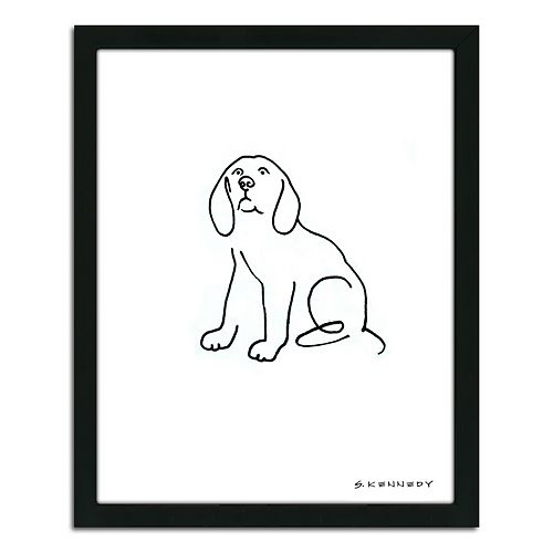 Line Drawing Wall Art : Beagle line drawing framed wall art