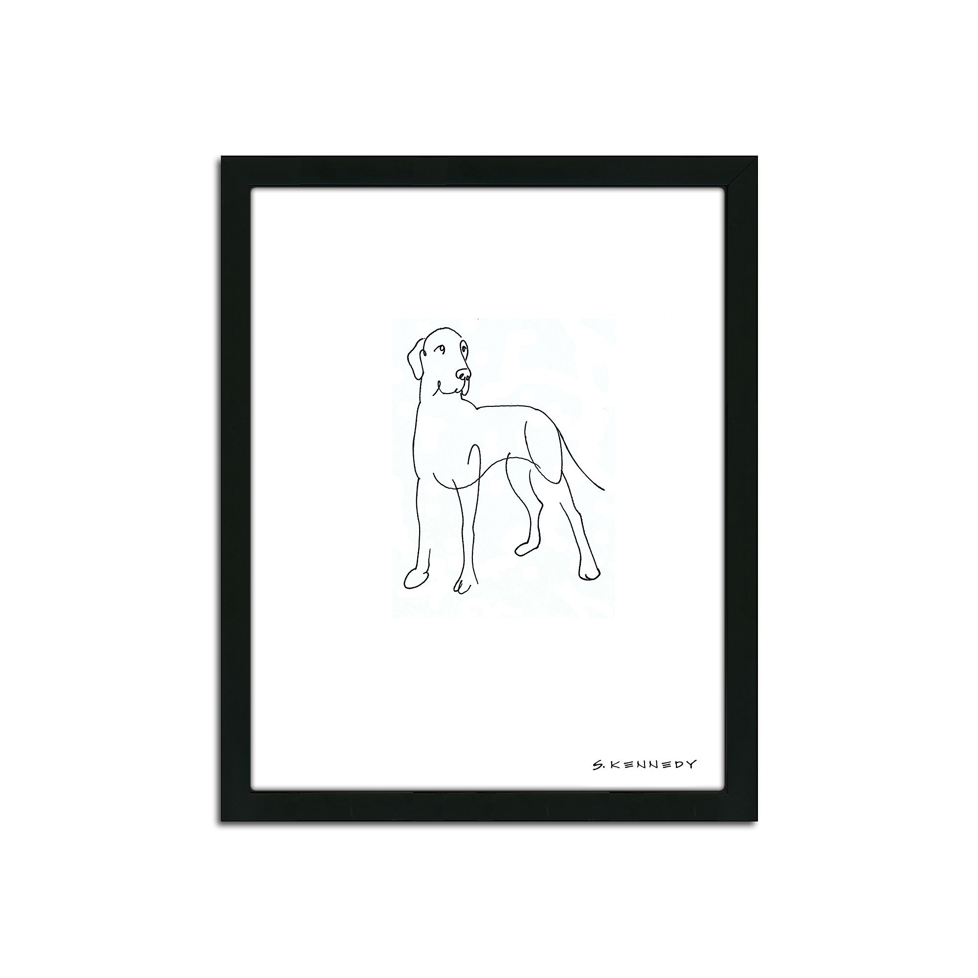 Great Dane Line Drawing Framed Wall Art, Multicolor
