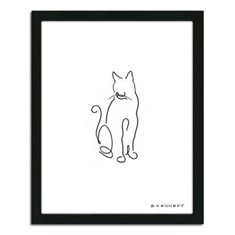''Cat Line Drawing'' Framed Wall Art