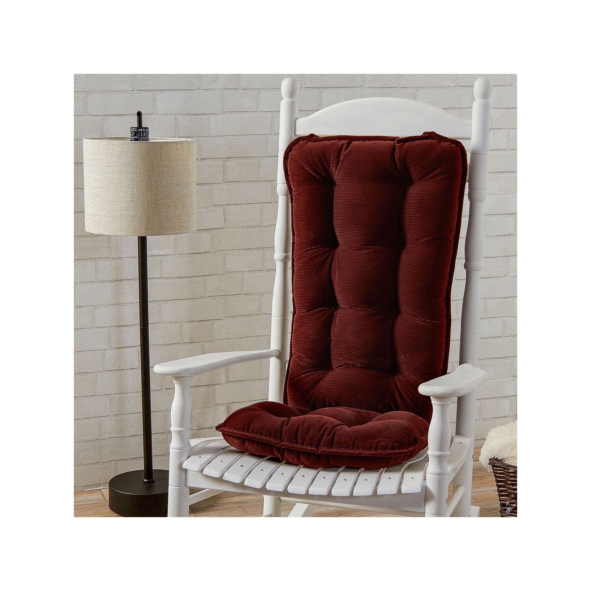 Greendale Home Fashions Jumbo Deluxe Bound Rocker Cushion Set, Red Merlot