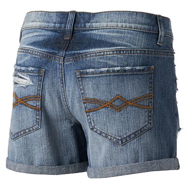 Mudd® Destructed Denim Midi Shorts - Juniors