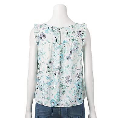 LC Lauren Conrad Ruffled Trim Chiffon Top - Women's