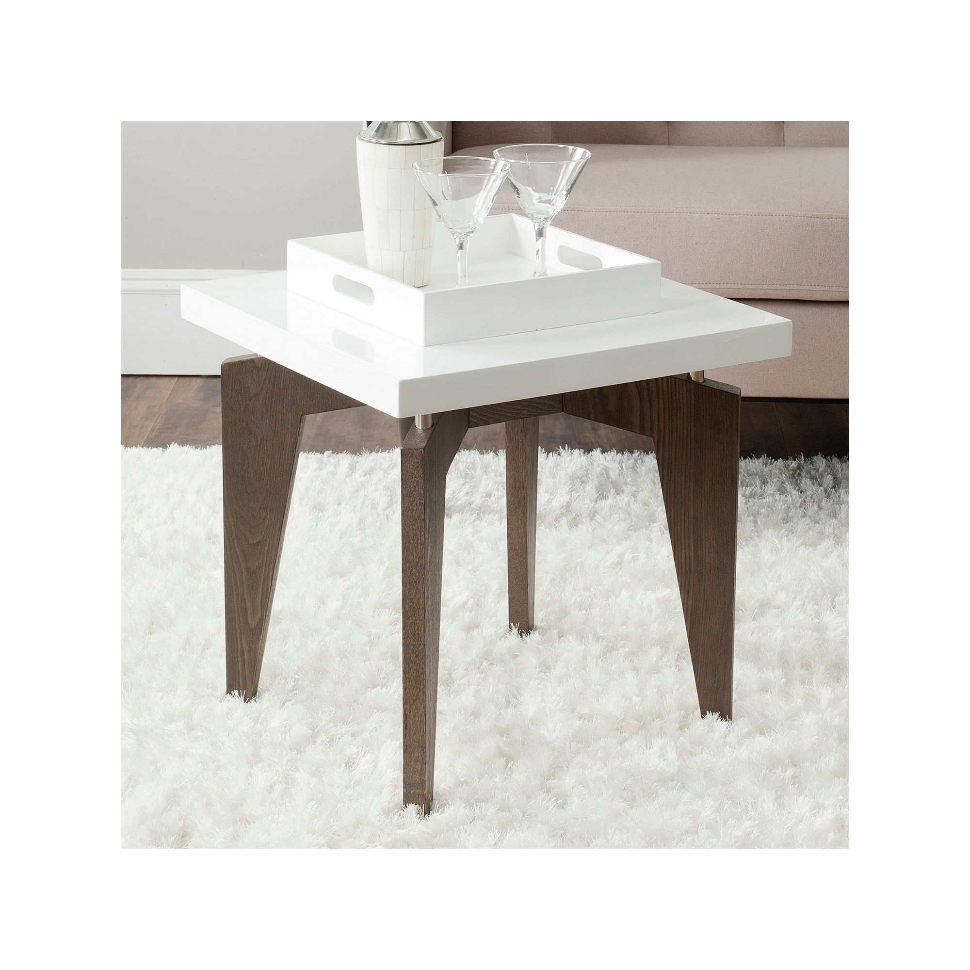Safavieh Josef End Table, White Dark Brown