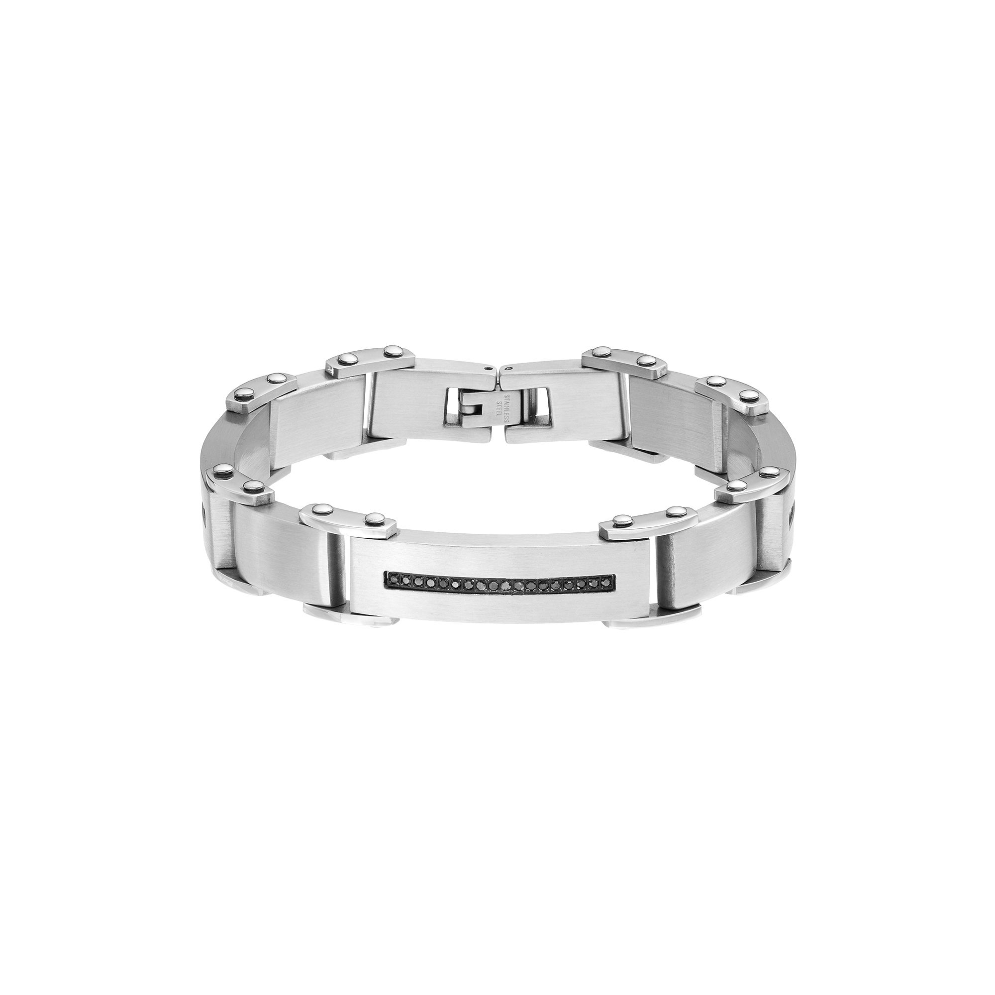 1/2 Carat T.W. Black Diamond Stainless Steel Bracelet - Men, Mens, Size: 