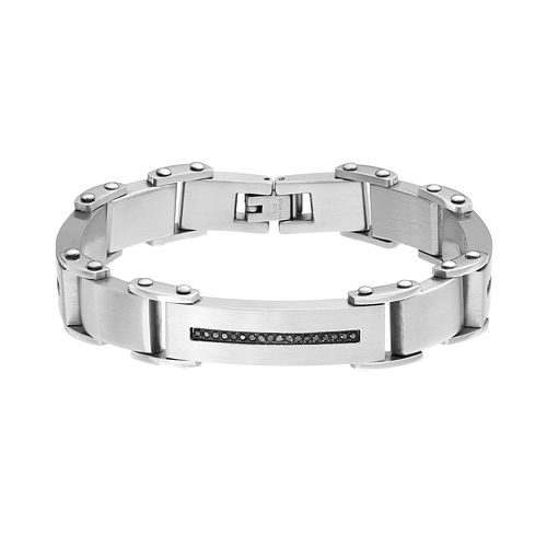 1/2 Carat T.W. Black Diamond Stainless Steel Bracelet - Men