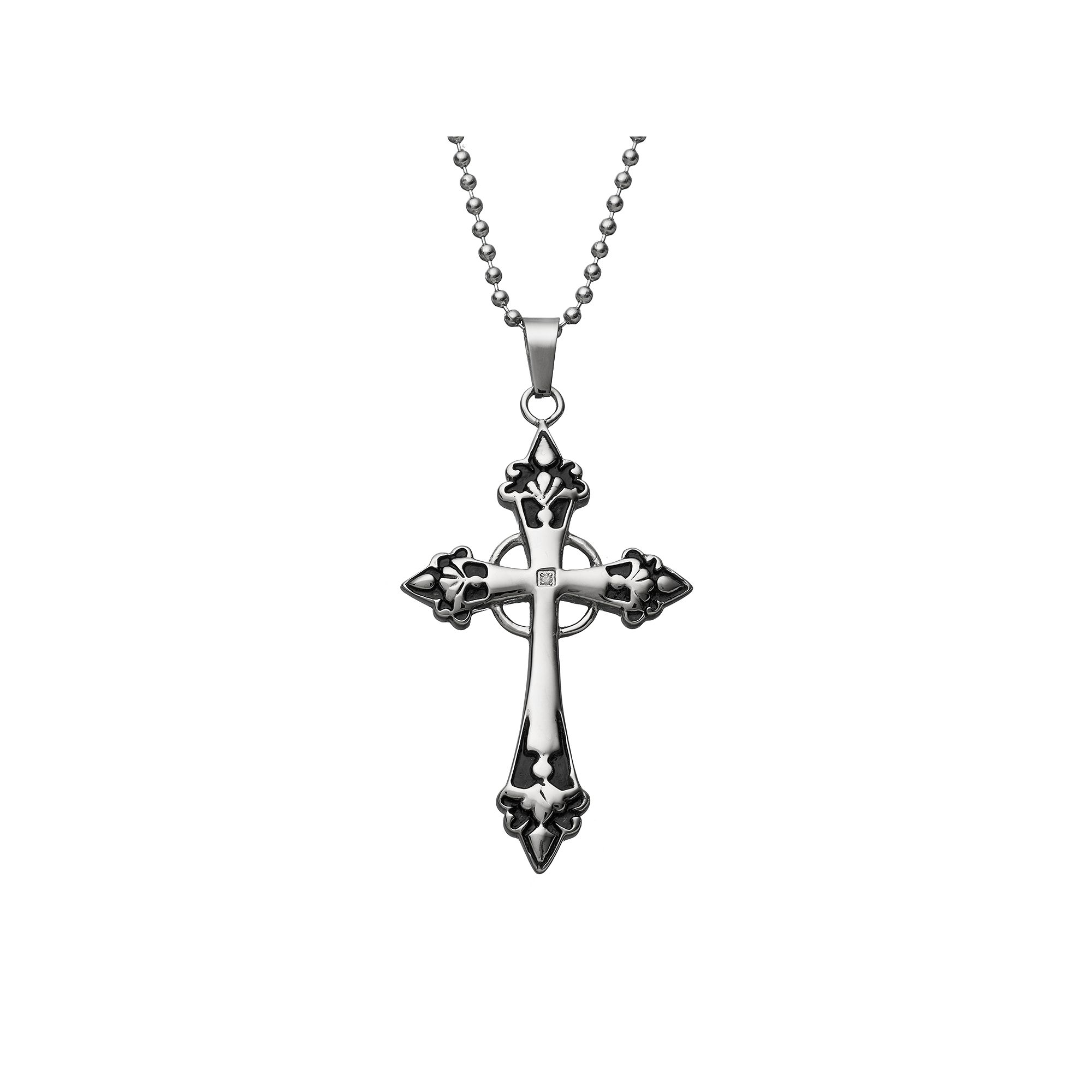 Diamond Accent Stainless Steel Cross Pendant Necklace - Men, Mens, Size: 