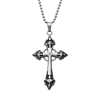 Gold LLC Diamond Accent Stainless Steel Cross Pendant Necklace - Men