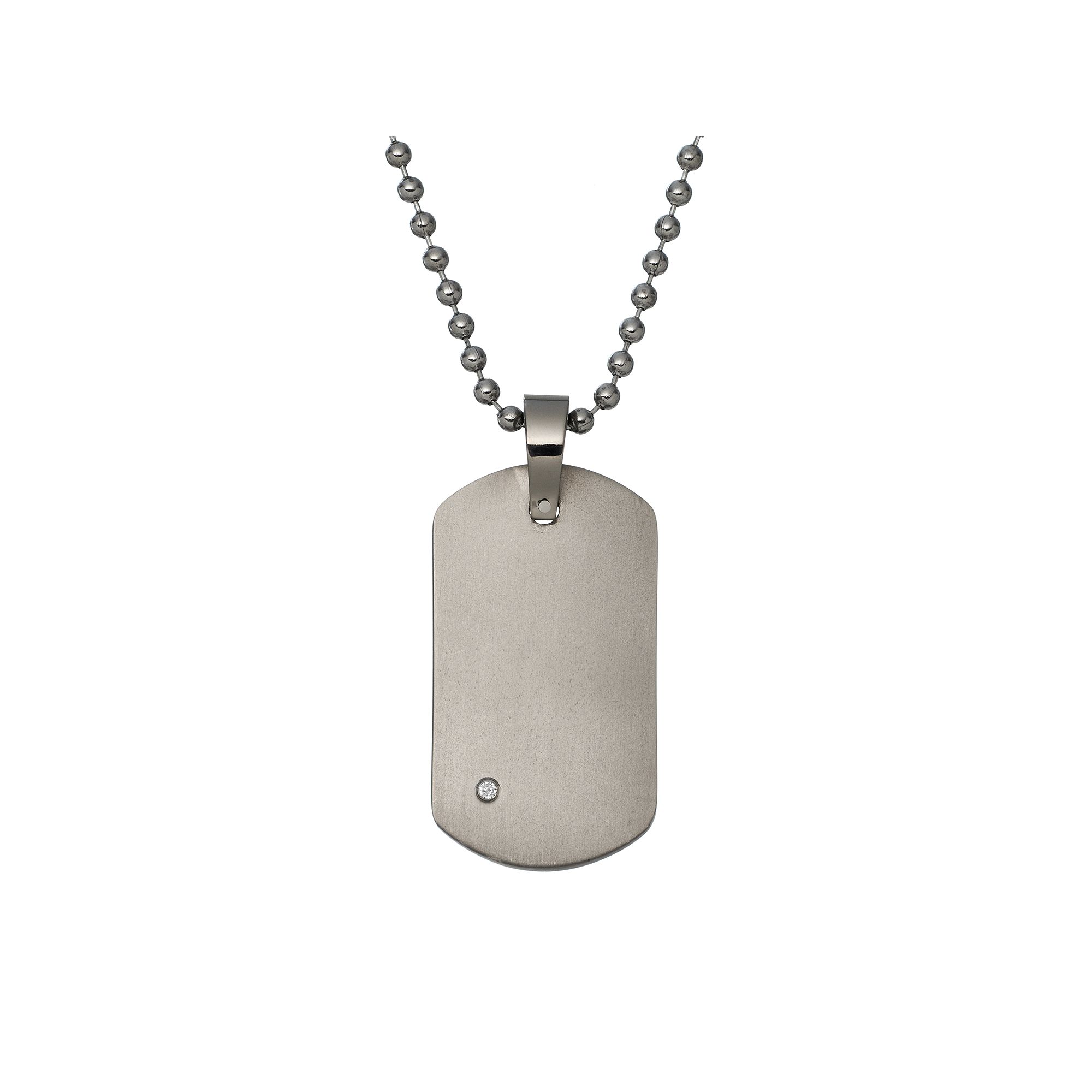 Diamond Accent Titanium Dog Tag - Men, Mens, Size: 24, White