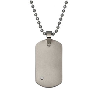 Diamond Accent Titanium Dog Tag - Men