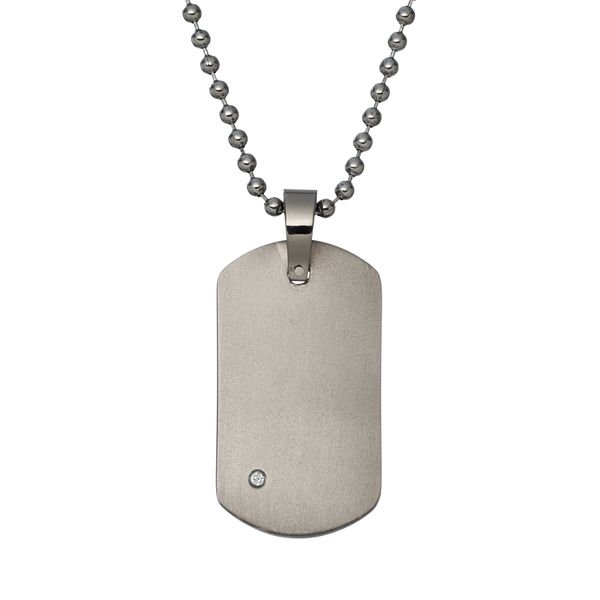 Diamond Accent Titanium Dog Tag Men